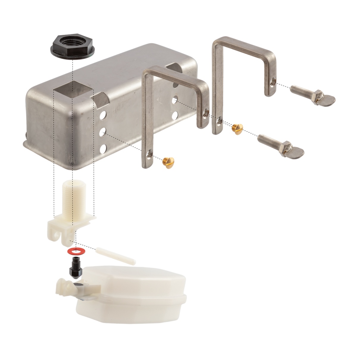 Úszószelep rozsdamentes acél burkolatban, 1/2"