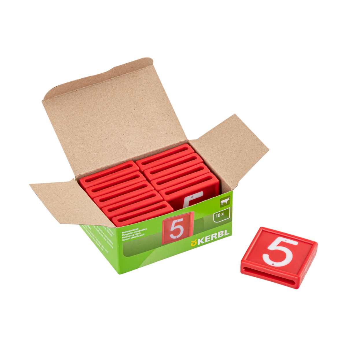 Állatjelölő számjegyek nyakpántra, 5-ös szám, 10 db