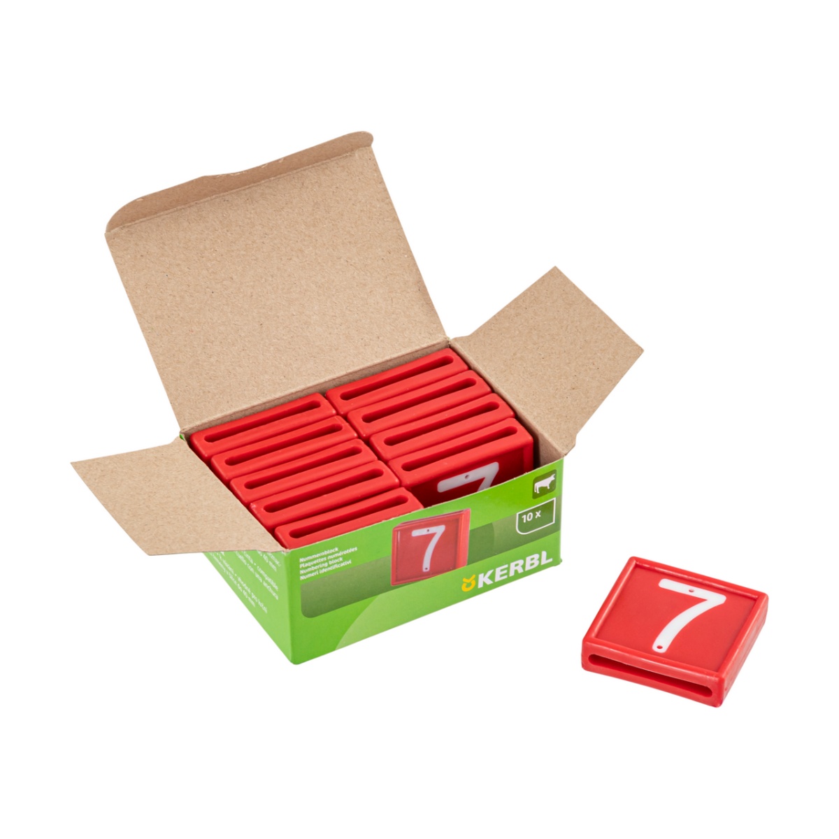 Állatjelölő számjegyek nyakpántra, 7-es szám, 10 db