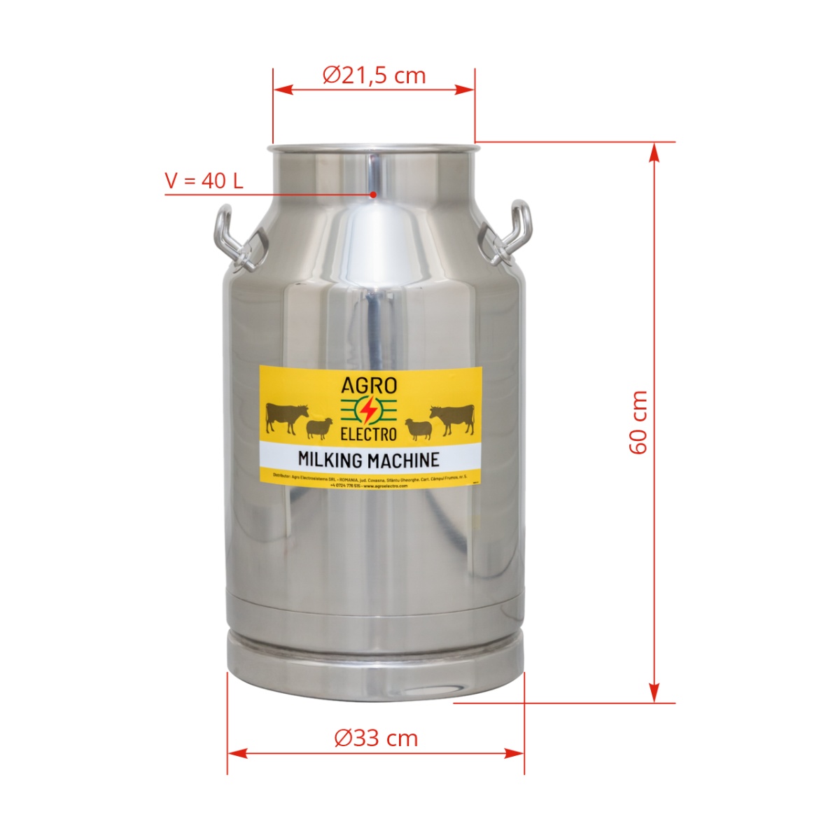 Inox sajtár fejőgéphez, 40 liter
