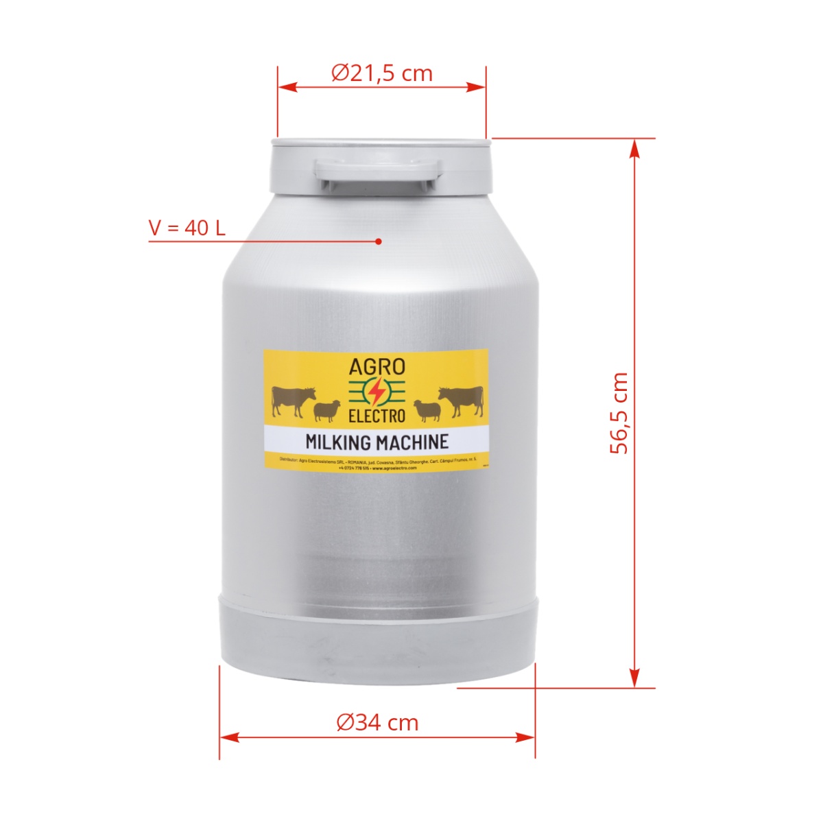 Alumínium sajtár fejőgéphez, 40 liter