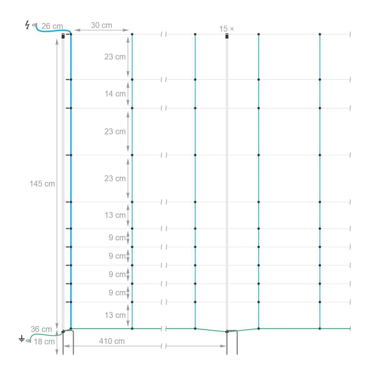 Villanypásztor háló, TitanNet, 50 m × 145 cm
