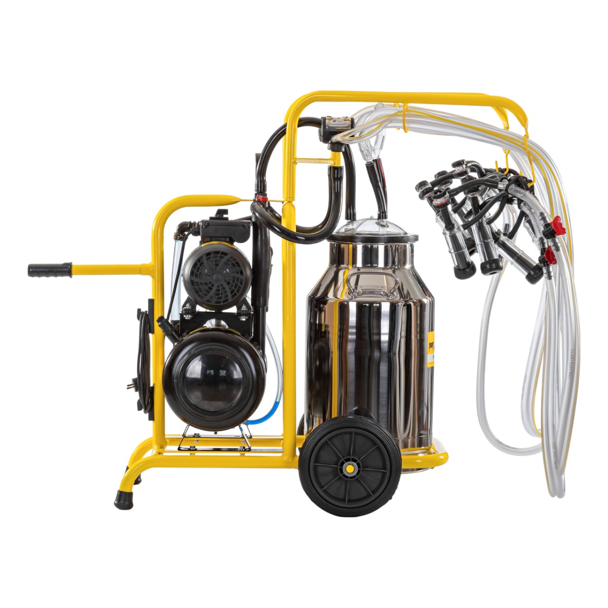 Fejőgép kecskéknek, 4 fejőegységgel, 1 inox 40 literes sajtárral