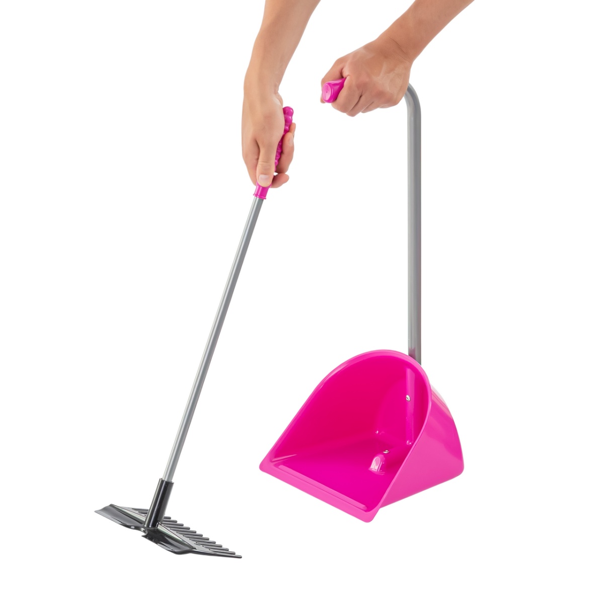 Mistboy Mini trágyalapát gereblyével, rózsaszín, 60 cm