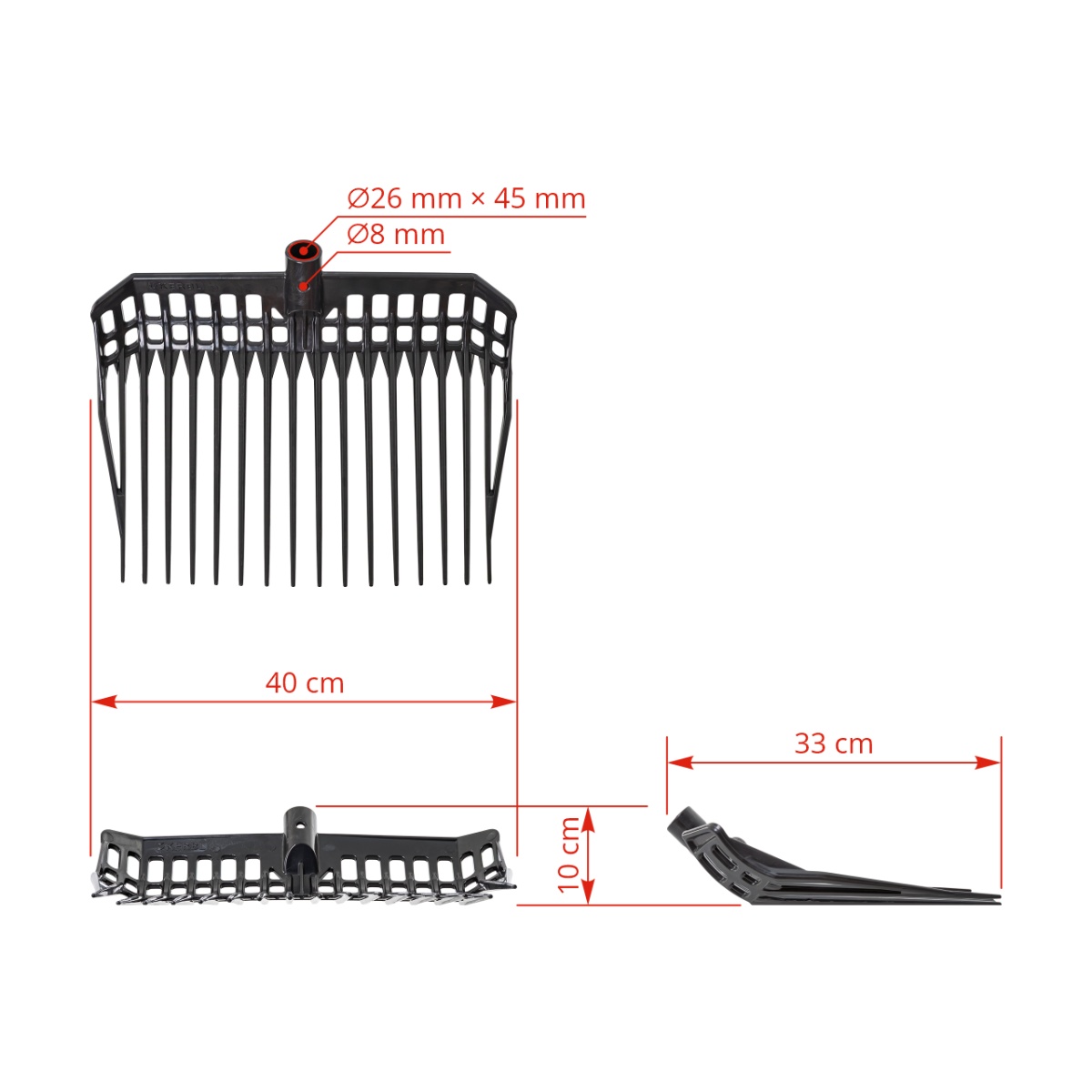 EcoFork trágyavilla, fekete, 40 × 33 cm