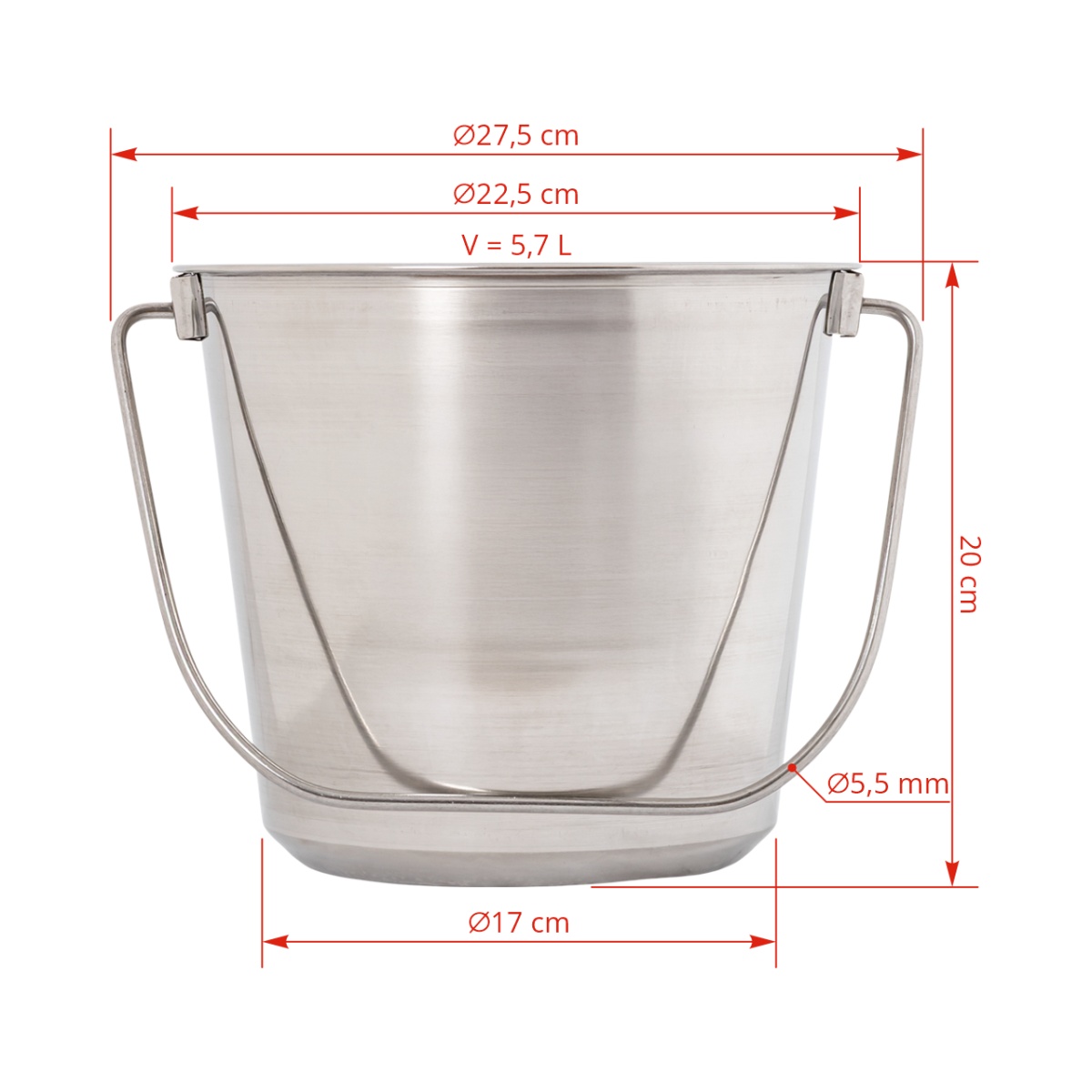 Rozsdamentes acél vödör, 5,7 literes