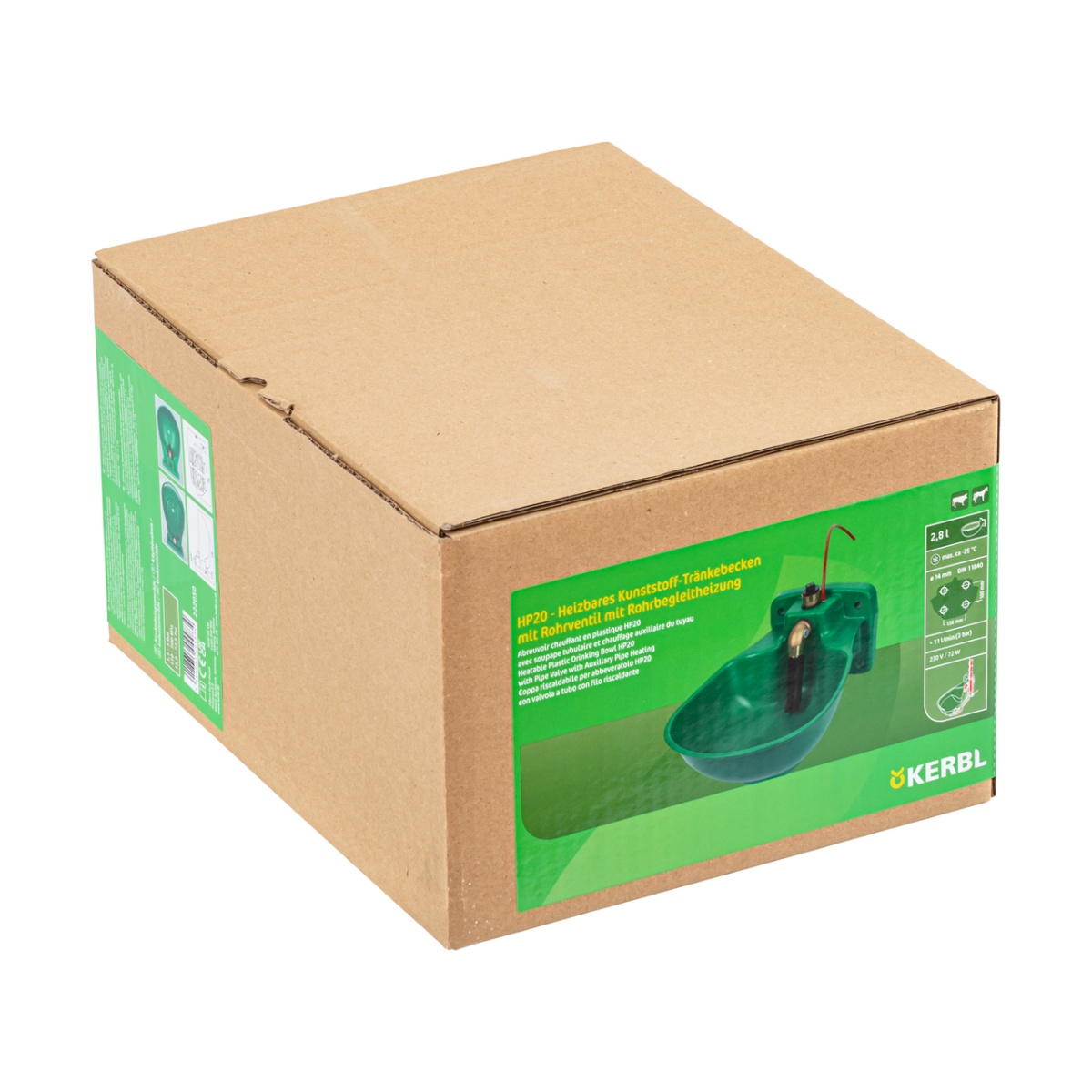 Fagyálló itató hengeres szeleppel és fűtőkábellel, 2,8 literes