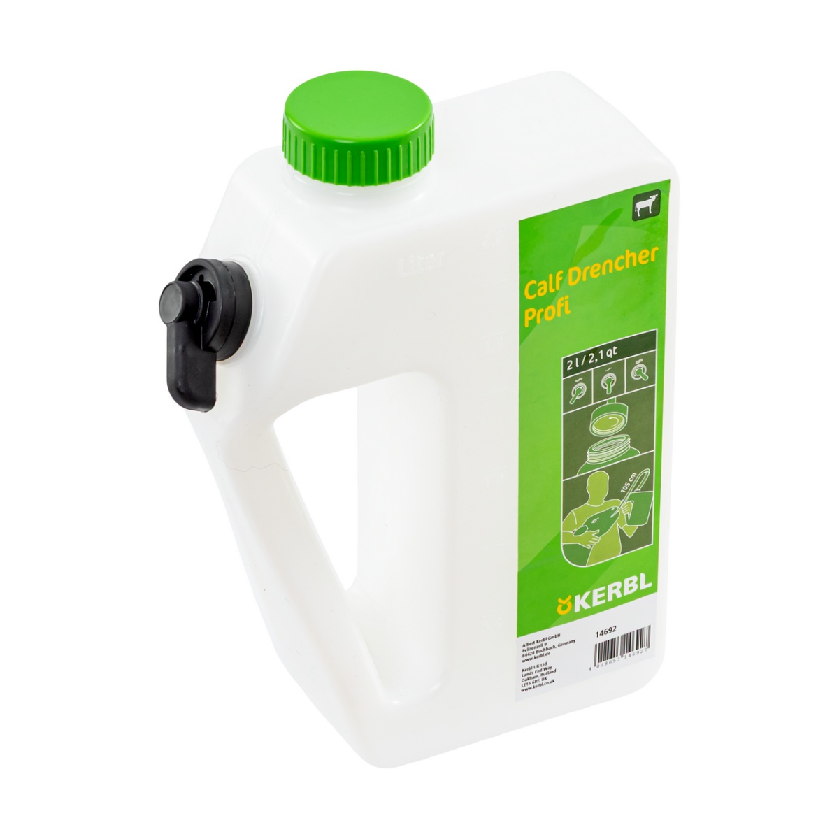 Folyadékadagoló palack borjaknak, szondával, 2 literes