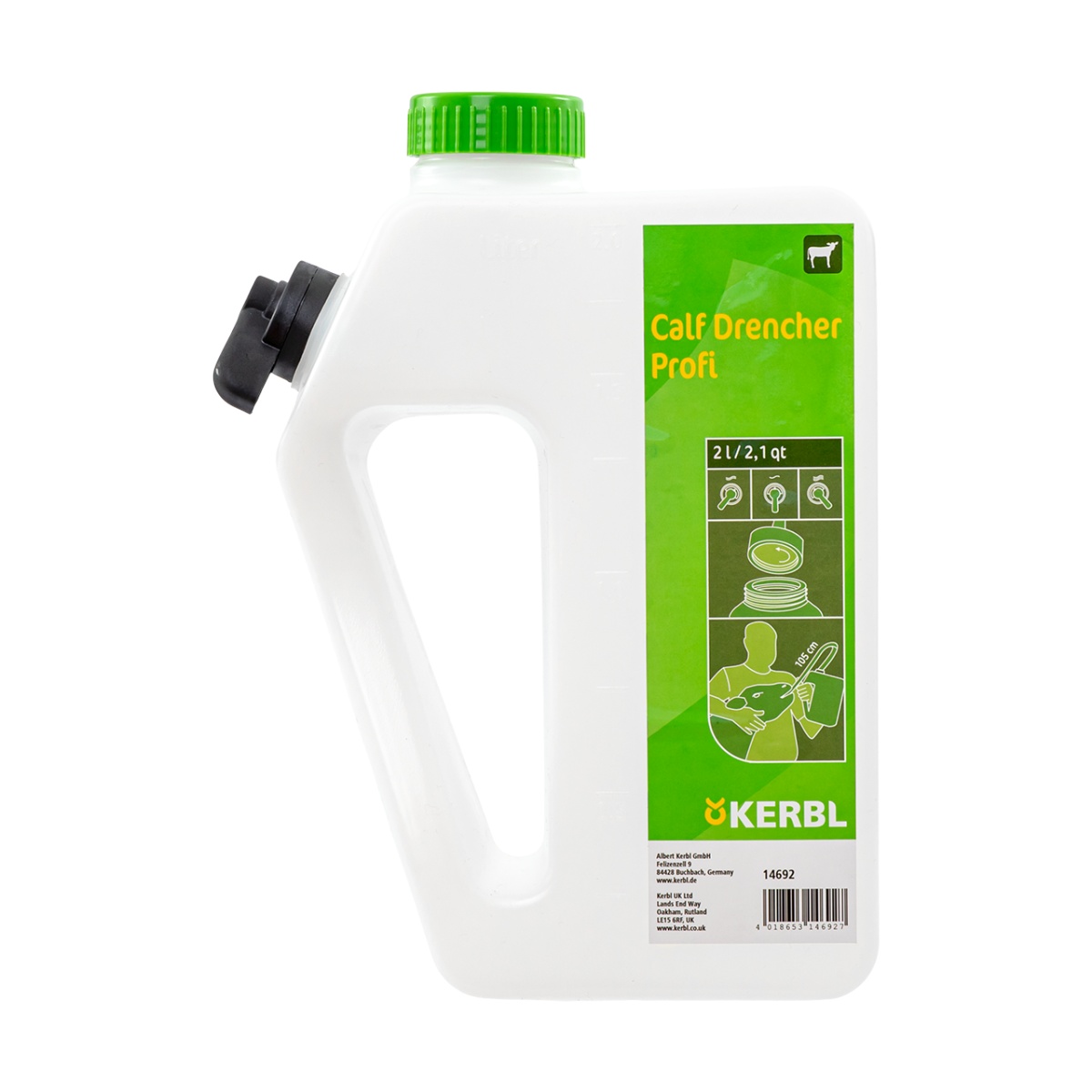 Folyadékadagoló palack borjaknak, szondával, 2 literes