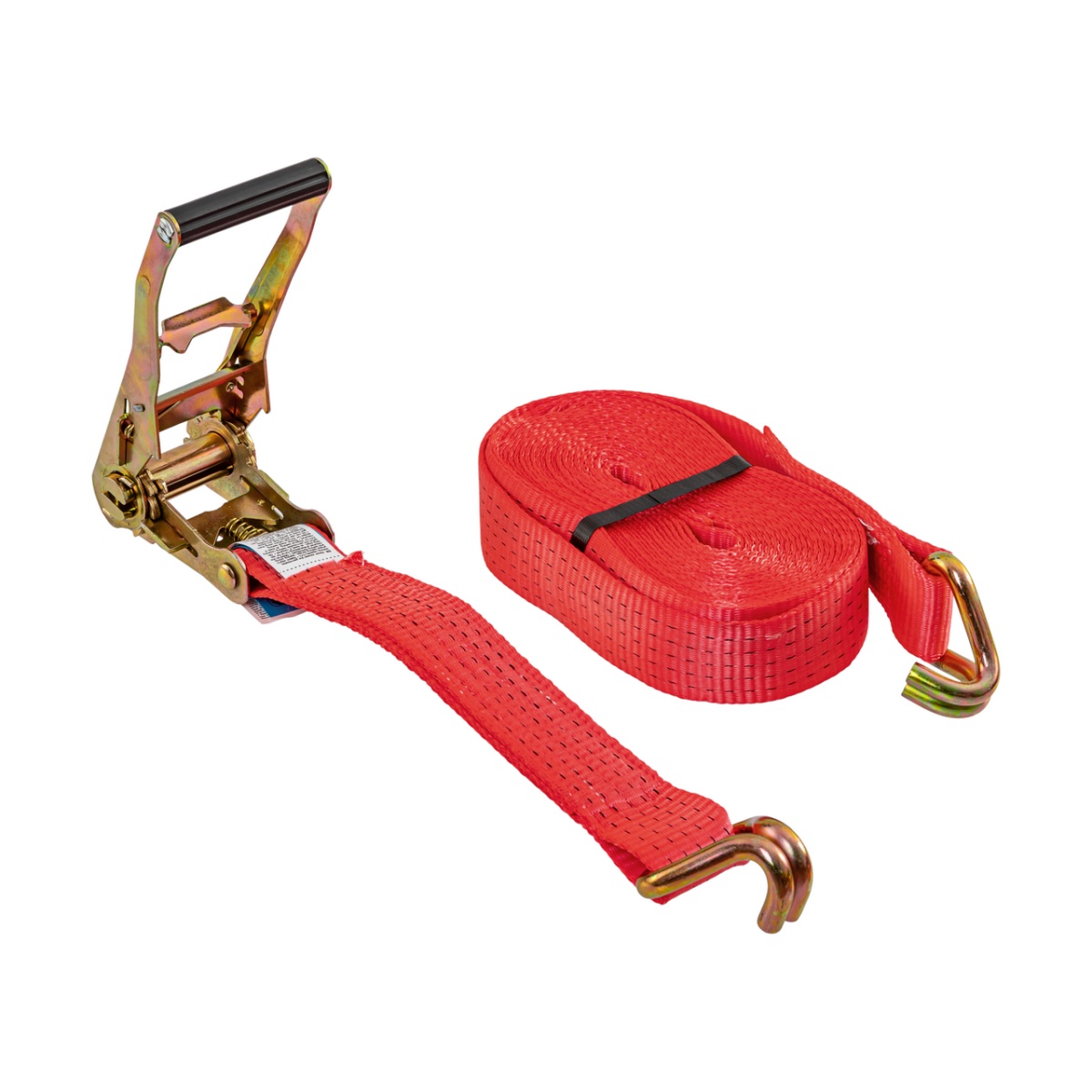 Racsnis rögzítőheveder, piros, 5000 kg, 50 mm × 10 m