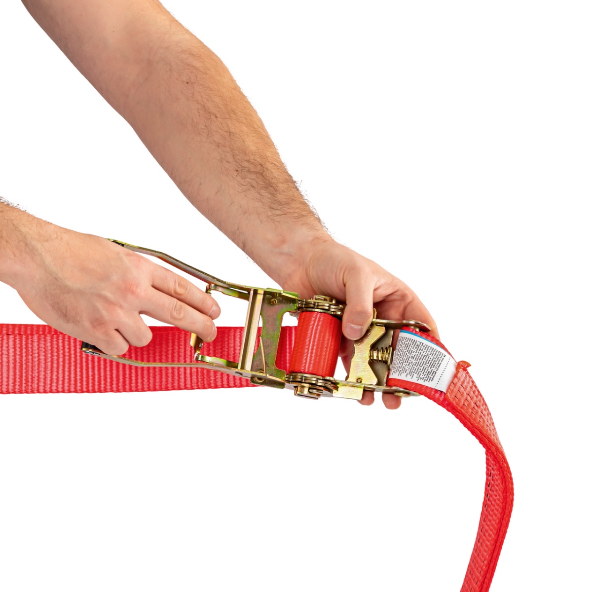 Racsnis rögzítőheveder, piros, 5000 kg, 50 mm × 10 m