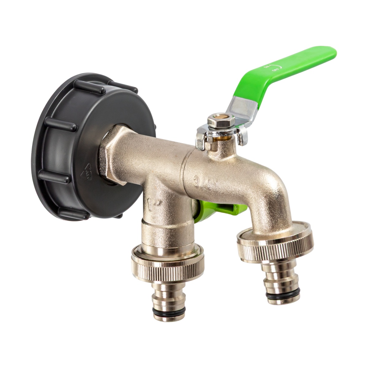 IBC tartálycsap, 3/4", 2 kimenettel