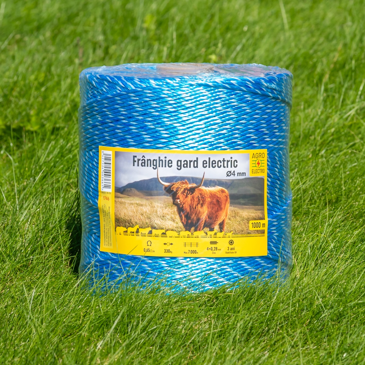 Villanypásztor kötél - 1000 m - 330 kg - 0,65 Ω/m