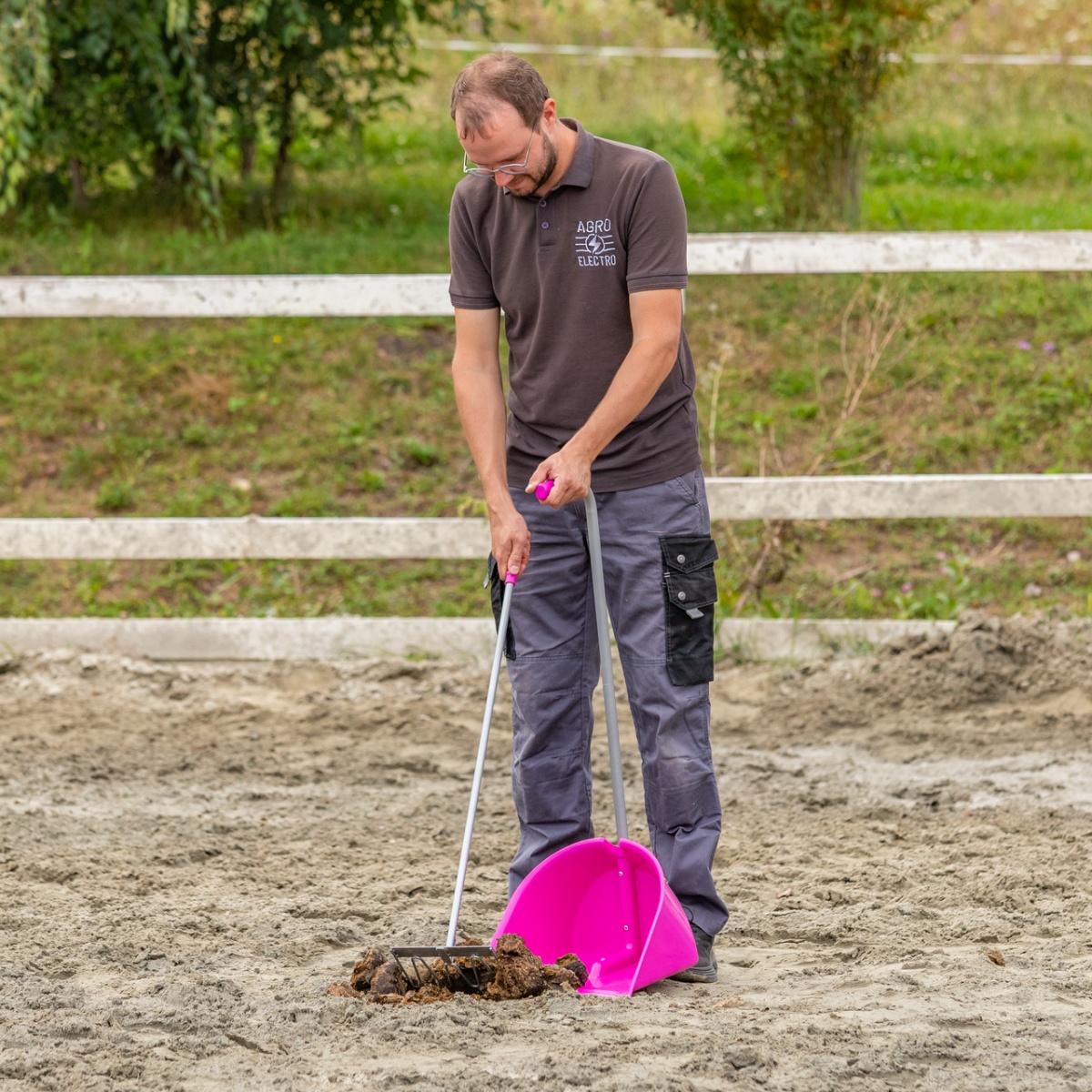 Mistboy trágyalapát gereblyével, rózsaszín, 90 cm