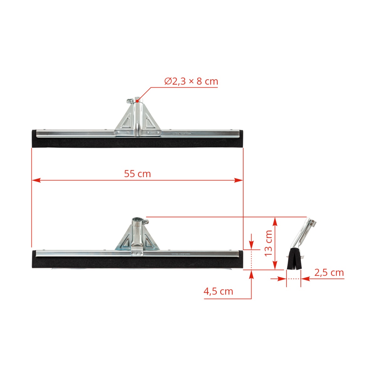 Horganyzott fém vízlehúzó, 55 cm