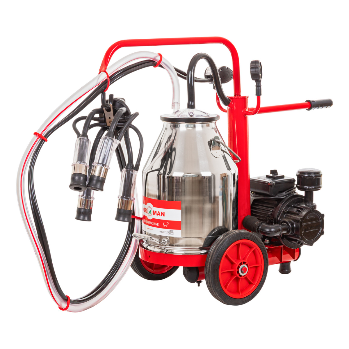 Fejőgép teheneknek, száraz vákuumpumpával, 1 inox 25 literes sajtárral, eco