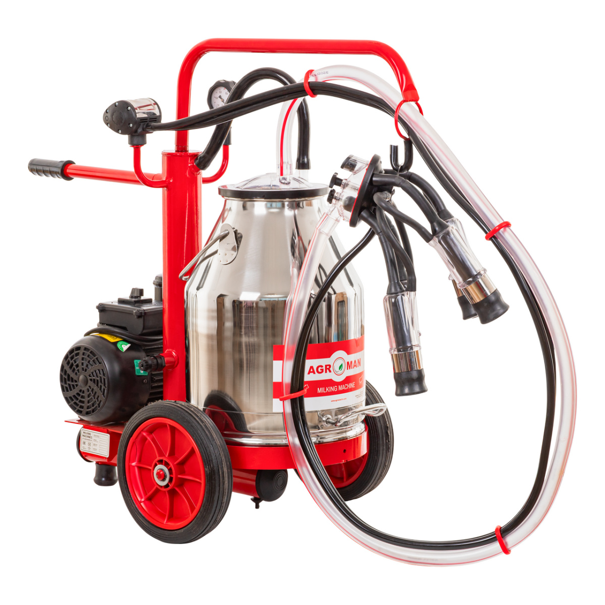 Fejőgép teheneknek, száraz vákuumpumpával, 1 inox 25 literes sajtárral, eco