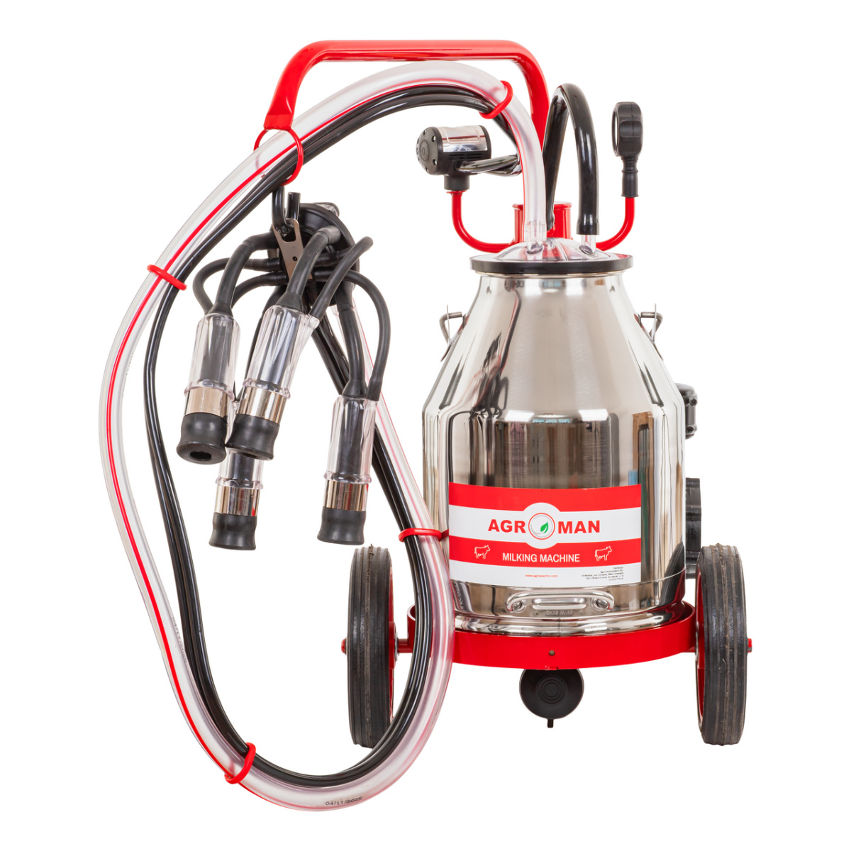Fejőgép teheneknek, száraz vákuumpumpával, 1 inox 25 literes sajtárral, eco