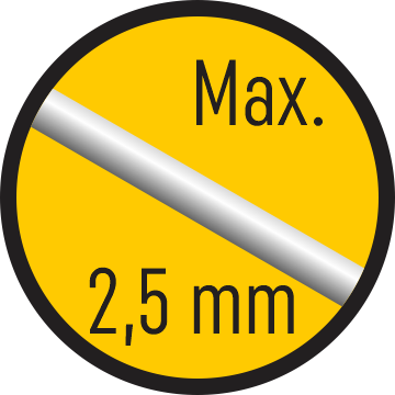 Huzal max. 2,5 mm