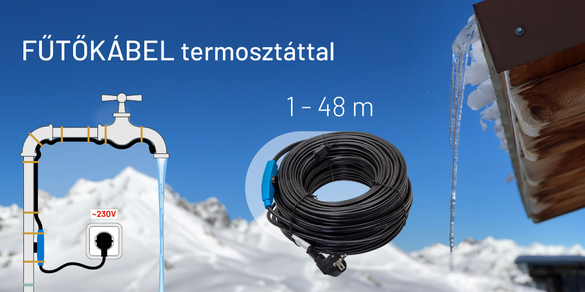 Fűtőkábel termosztáttal